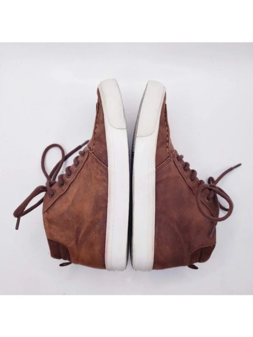 Old Navy Brown Faux Leather High Top Moccasin Lace Up Sneakers Boys Youth Size 3